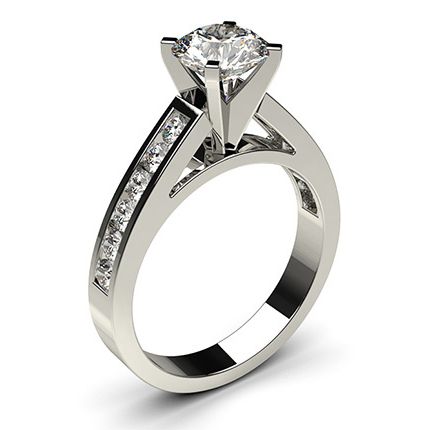 4 Prong Setting Large Side Stone Engagement Ring