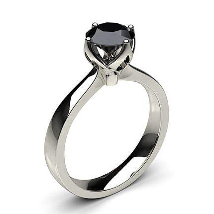 4 Prong Setting Large Engagement Black Diamond Ring