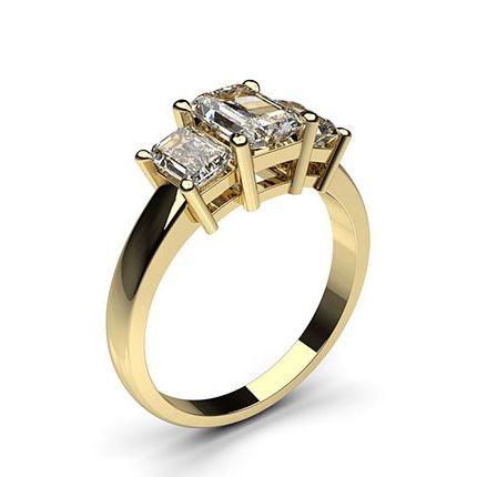 White Gold Emerald Trilogy Diamond Engagement Ring