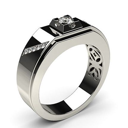 Prong Setting Round Diamond Mens Ring