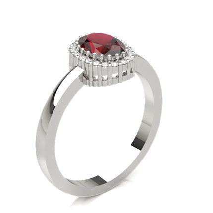 Prong Setting Ruby Halo Engagement Ring