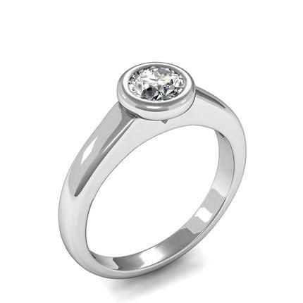 Full Bezel Setting Round Diamond Plain Engagement Ring