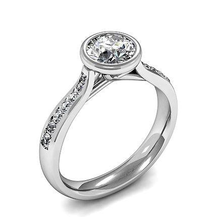 Full Bezel Setting Side Stone Engagement Ring