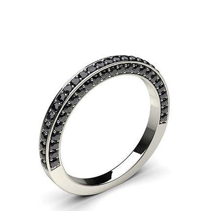 Pave Setting Half Eternity Black Diamond Ring