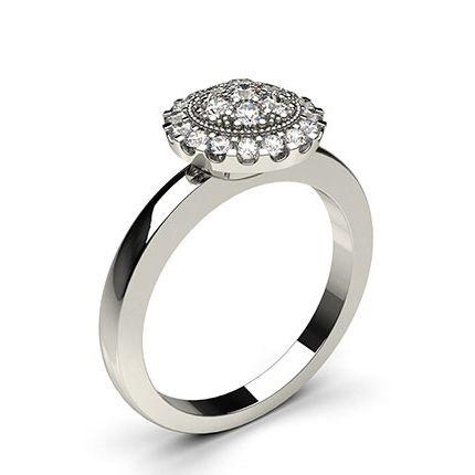Pave Setting Round Diamond Cluster Ring