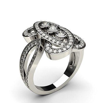 Pave Setting Round Diamond Fashion Ring