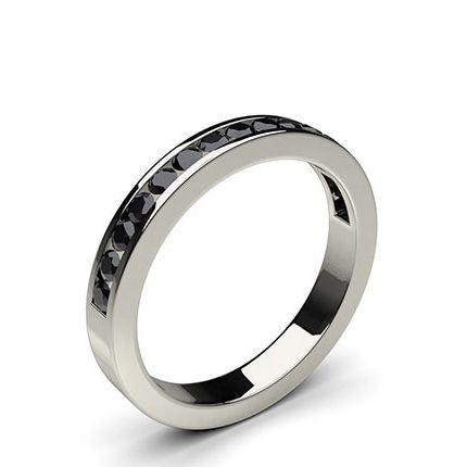 Channel Setting Half Eternity Black Diamond Ring