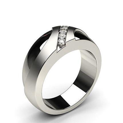 Channel Setting Round Diamond Mens Ring