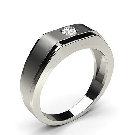 Flush Setting Round Diamond Mens Ring