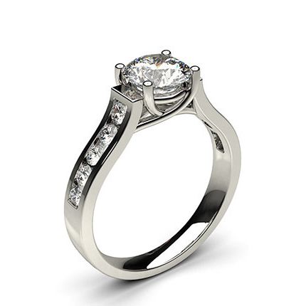 4 Prong Setting Studded Side Stone Engagement Ring