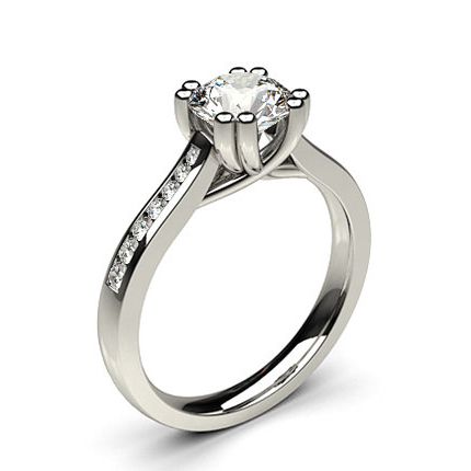 Double Prong Setting Side Stone Engagement Ring