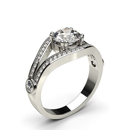 4 Prong Setting Studded Engagement Ring