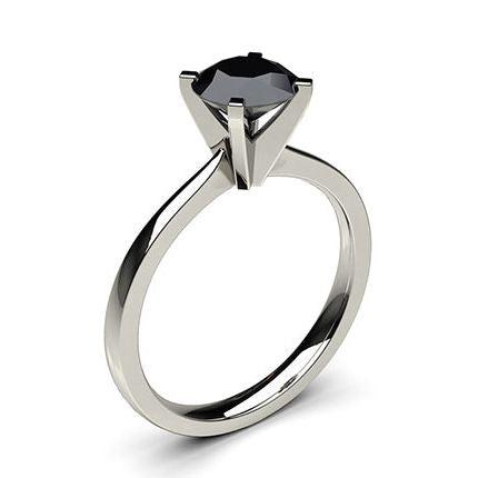 4 Prong Setting Thin Engagement Black Diamond Ring