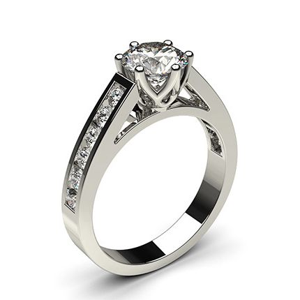 6 Prong Setting Large Side Stone Engagement Ring