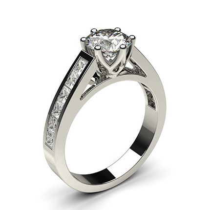 6 Prong Setting Large Side Stone Engagement Ring