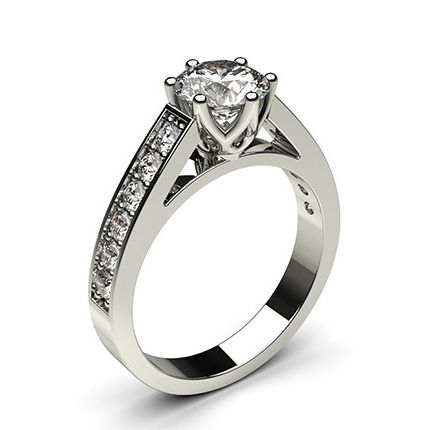 6 Prong Setting Large Side Stone Engagement Ring