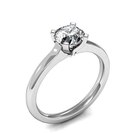 4 Prong Setting Round Diamond Plain Engagement Ring