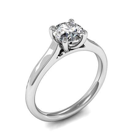 4 Prong Setting Round Diamond Plain Engagement Ring