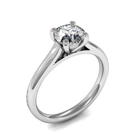 4 Prong Setting Round Diamond Plain Engagement Ring