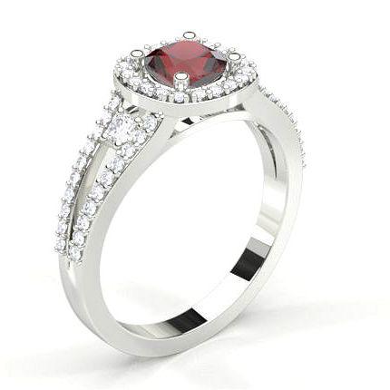 4 Prong Setting Ruby Halo Engagement Ring