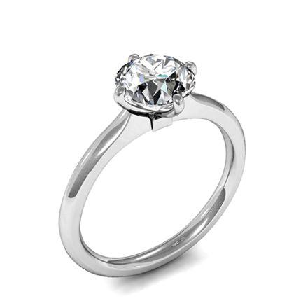 4 Prong Setting Round Diamond Plain Engagement Ring