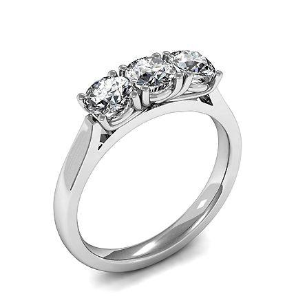 4 Prong Setting Plain Three Stone Ring