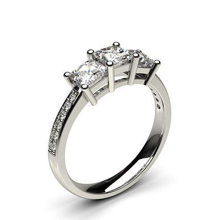 White Gold Princess Trilogy Diamond Engagement Ring