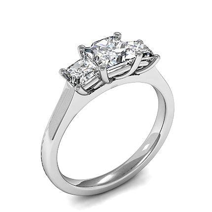 4 Prong Setting Plain Three Stone Ring