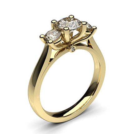 4 Prong Setting Plain Three Stone Ring