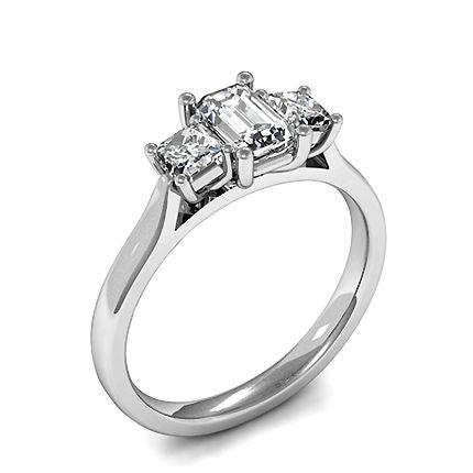 4 Prong Setting Plain Three Stone Ring