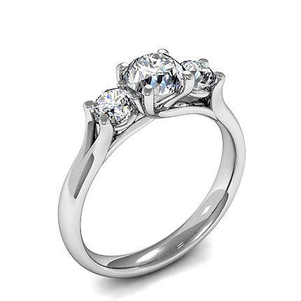 4 Prong Setting Plain Three Stone Ring