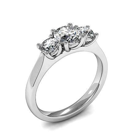 4 Prong Setting Plain Three Stone Ring