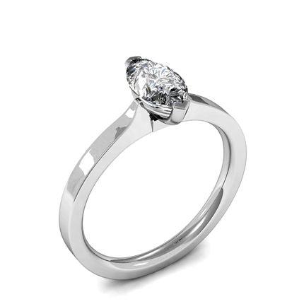 2 Prong Setting Marquise Diamond Plain Engagement Ring
