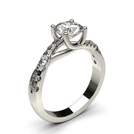 White Gold Side Stone Diamond Engagement Ring