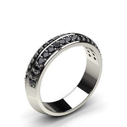 Studded Knife Edge Standard Fit Black Diamond Wedding Band