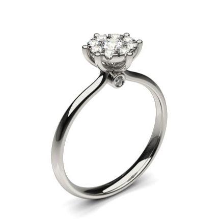 White Gold Cluster Diamond Engagement Ring