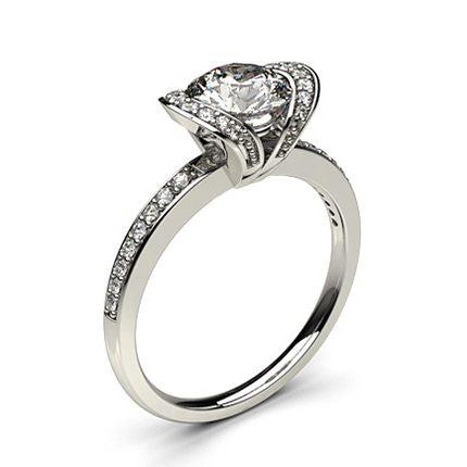 Semi Bezel Setting Side Stone Engagement Ring