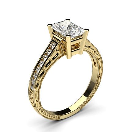 Yellow Gold Radiant Vintage Diamond Engagement Ring