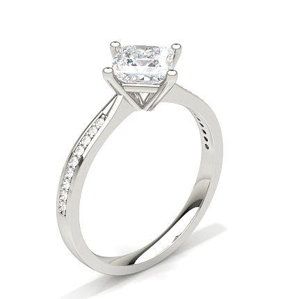 White Gold Princess Side Stone Diamond Engagement Ring