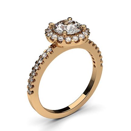 Rose Gold Round Halo Diamond Engagement Ring
