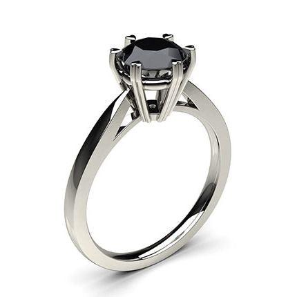 6 Prong Setting Thin Engagement Black Diamond Ring