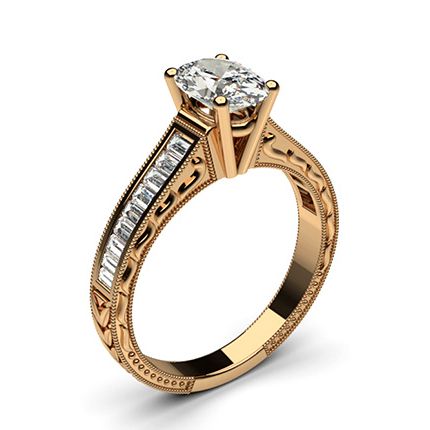 Rose Gold Oval Vintage Diamond Engagement Ring