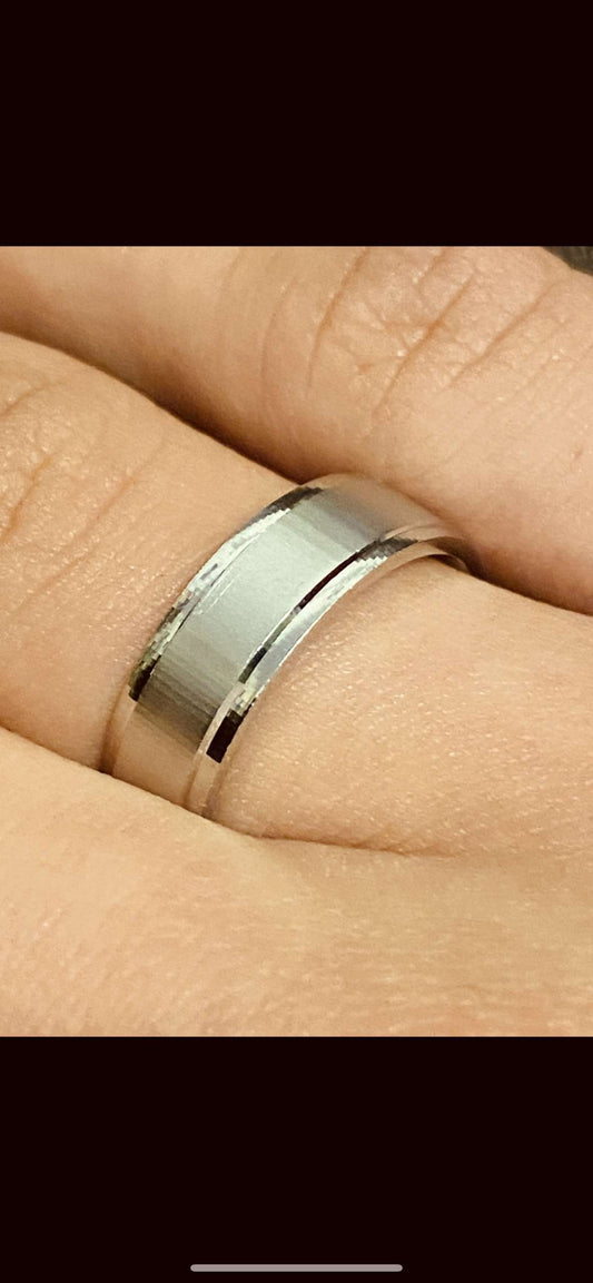 1 - Wedding Ring Sterling Silver with Platinum Rhodium Plating