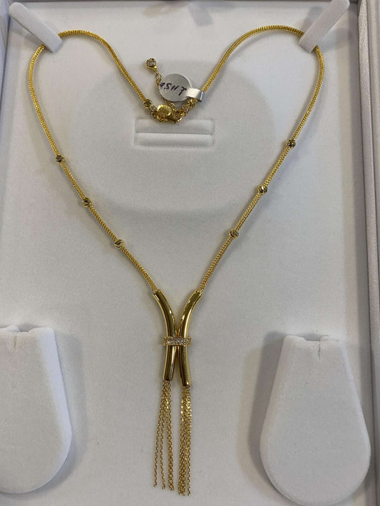 22ct Gold Turkish Designer Necklace only with American Diamonds