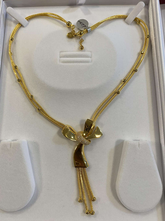 22ct Gold Turkish Designer Necklace only with American Diamonds