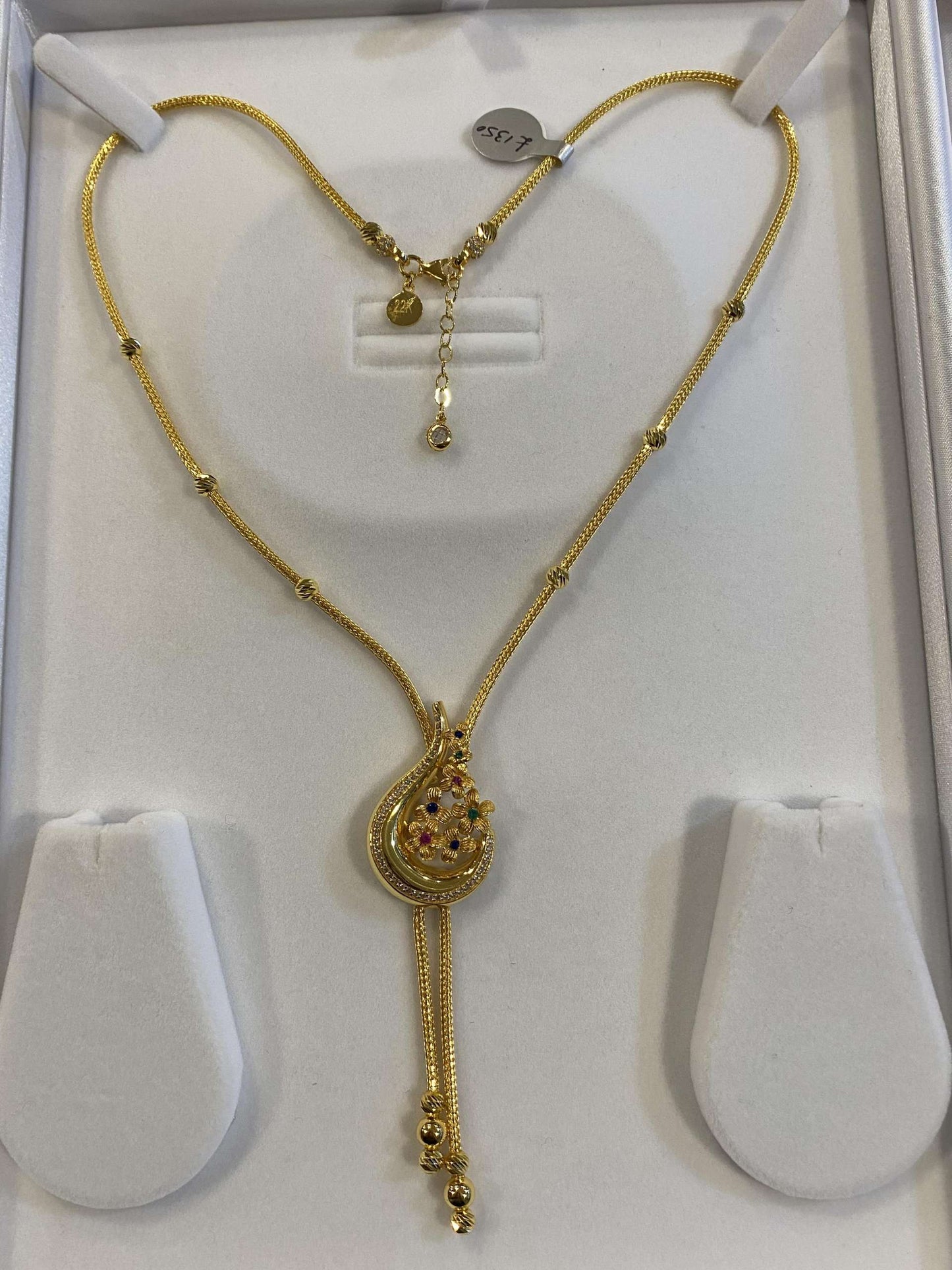 22ct Gold Turkish Designer Necklace only with American Diamonds