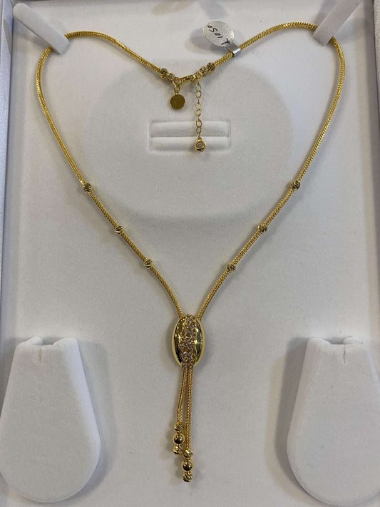 22ct Gold Turkish Designer Necklace only with American Diamonds