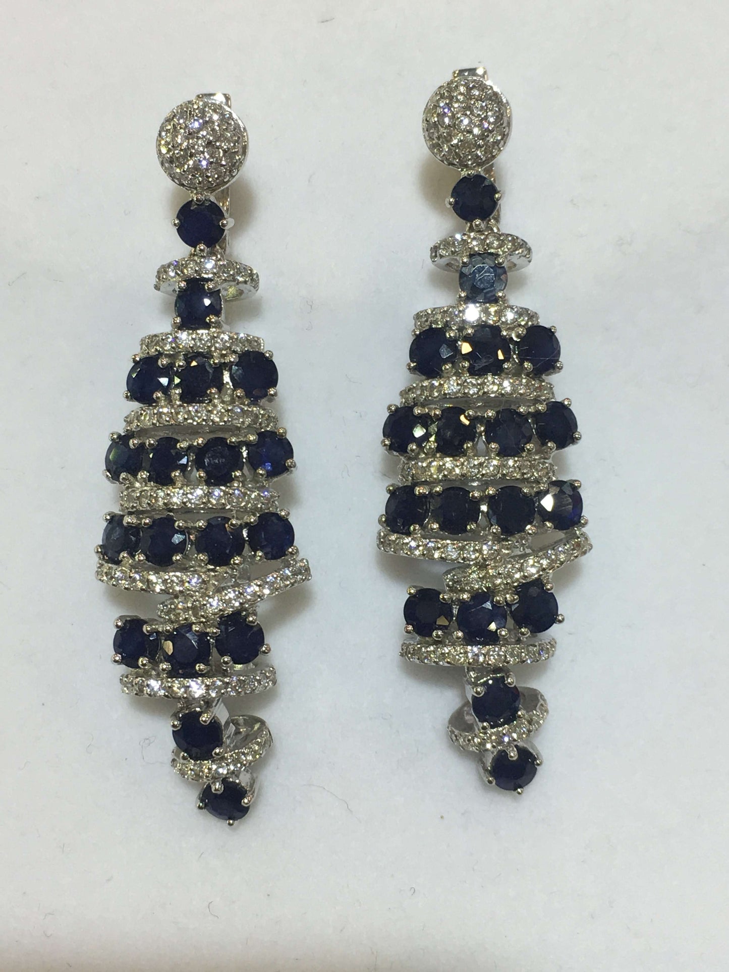 Italian Sterling Silver Earrings with Sapphire stone