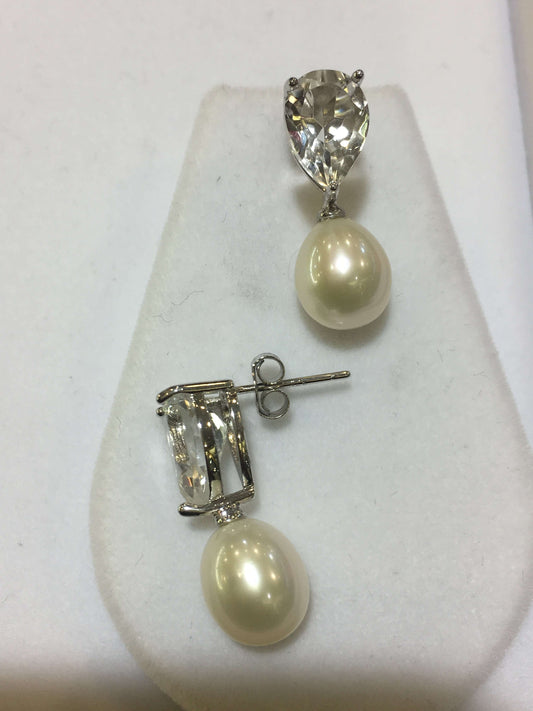 Italian Sterling Silver Earrings with Pearls