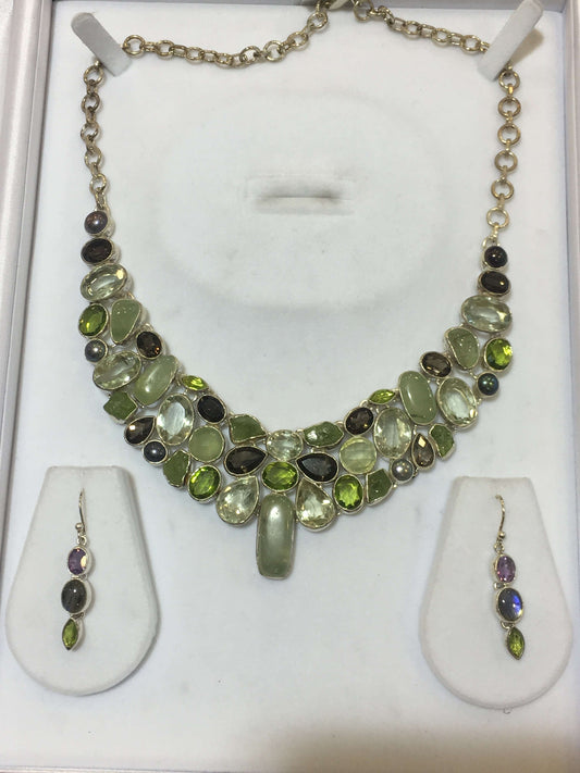Natural Gemstone Necklace with Sterling Silver